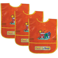 Children's Artist Smock, Ages 3 to 8, Orange, 15" x 12", Pack of 3