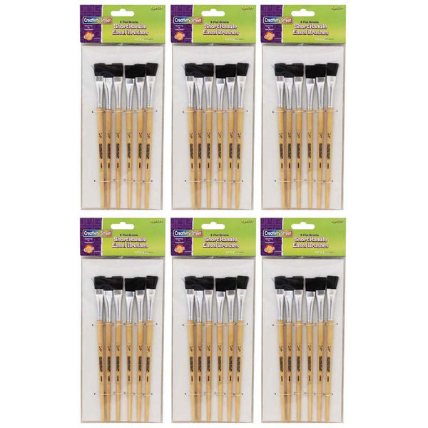 Easel Brushes, Long Handle, 0.5" Flat, 12" Long, 6 Per Pack, 6 Packs