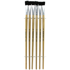 Easel Brushes, Long Handle, Long Handle, 0.5" Flat, 12" Long, 6 Brushes