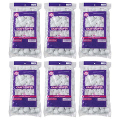 Triple Size Craft Fluffs, White, Approx. 1", 100 Pieces Per Pack, 6 Packs