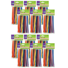 Regular Stems, Assorted Colors, 6" x 4 mm, 100 Count Per Pack, 12 Packs