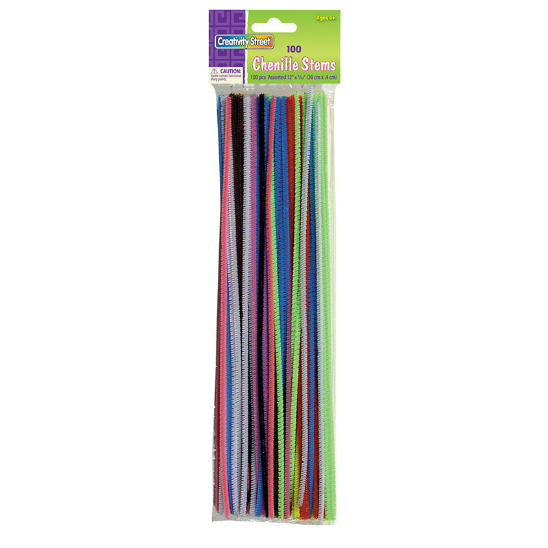 Regular Stems, Assorted Colors, 12" x 4 mm, 100 Pieces