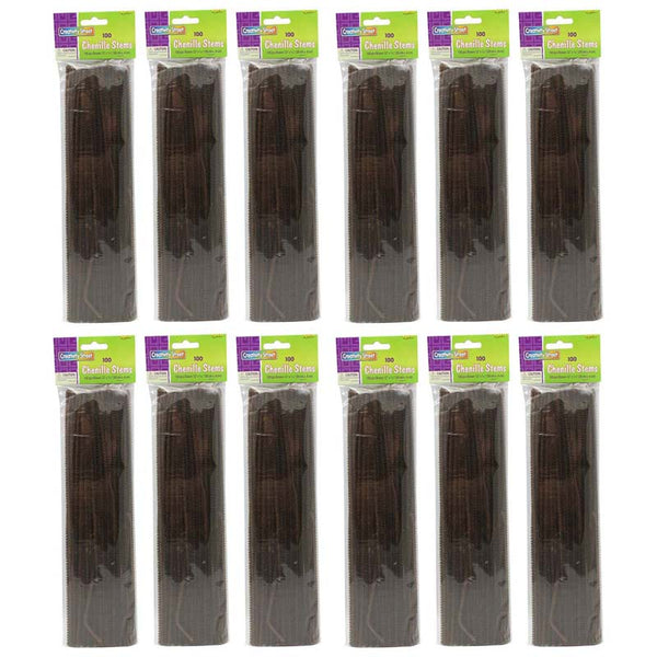 Regular Stems, Brown, 12" x 4 mm, 100 Per Pack, 12 Packs