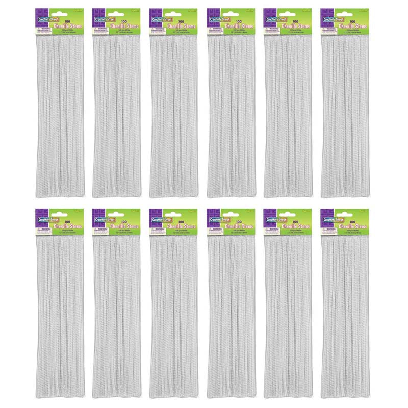 Regular Stems, White, 12" x 4 mm, 100 Per Pack, 12 Packs