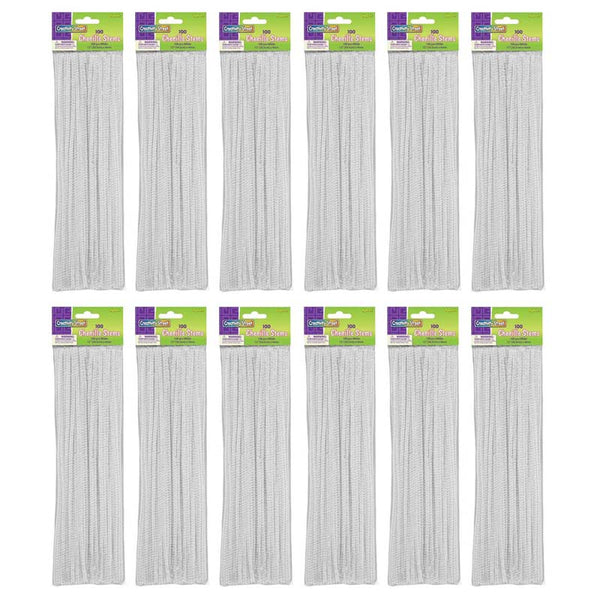 Regular Stems, White, 12" x 4 mm, 100 Per Pack, 12 Packs