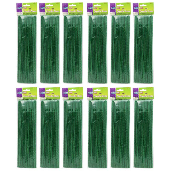 Regular Stems, Dark Green, 12" x 4 mm, 100 Per Pack, 12 Packs