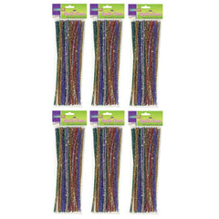 Jumbo Sparkle Stems, Assorted Colors, 12" x 6 mm, 100 Per Pack, 6 Packs