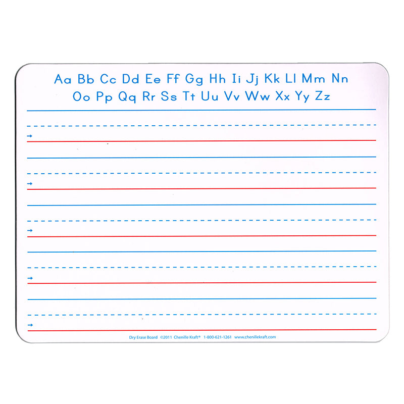 Handwriting Whiteboard, 2-Sided, Ruled/Plain, 1" x 1/2" x 1/2" Ruled, 9" x 12", 10 Boards