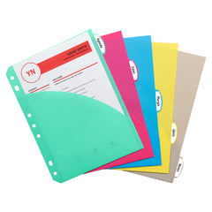 Mini-Size 5-Tab Poly Index Dividers with Pockets, 5/PK