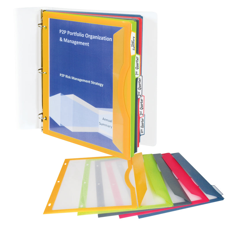 Binder Pockets with Write-On Tabs, Set of 5