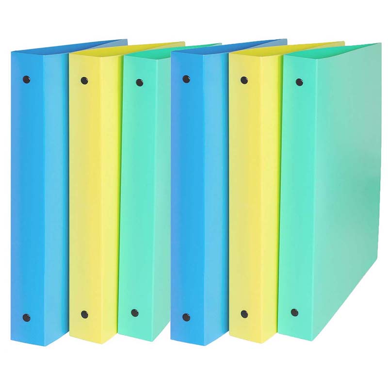 3-Ring Binder, 1" capacity, Assorted Colors, Pack of 6