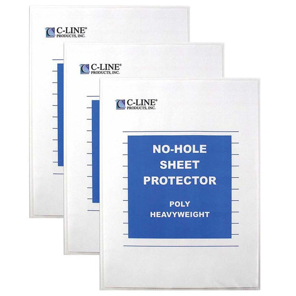 No-Hole Heavyweight Poly Sheet Protectors, Clear, Top Loading, 11" x 8-1/2", 25 Per Box, 3 Boxes