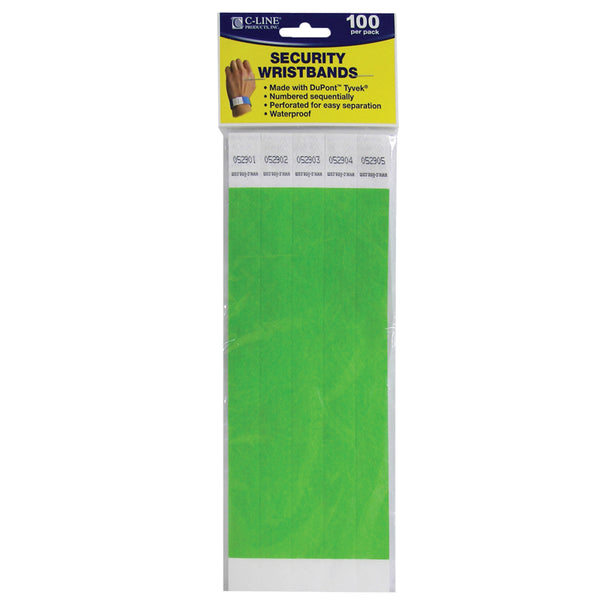 DuPont™ Tyvek® Security Wristbands, Green, Pack of 100