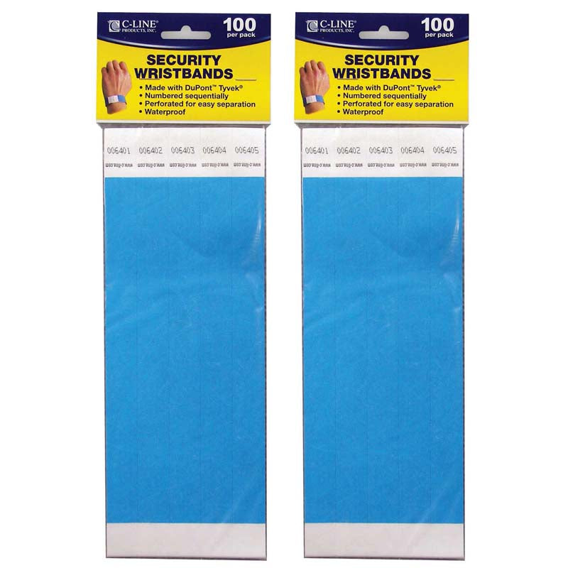 DuPont™ Tyvek® Security Wristbands, Blue, 100 Per Pack, 2 Packs