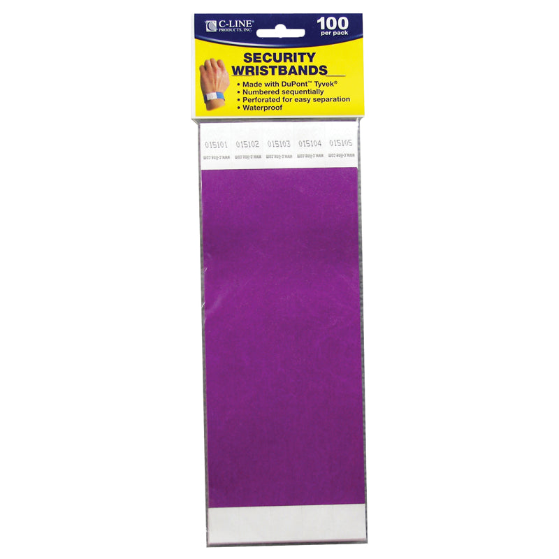 DuPont™ Tyvek® Security Wristbands, Purple, Pack of 100