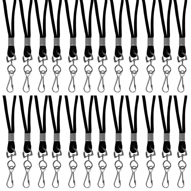 Standard Lanyard, Black, Swivel Hook, Pack of 24