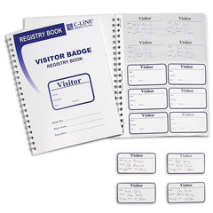 Visitor Badges with Registry Log, 3-5/8" x 1-7/8" Badge Size, 150 Badges & Log Book