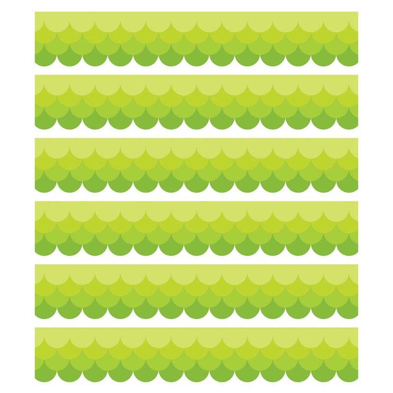 Painted Palette Ombre Lime Green Scallops Border, 35 Feet Per Pack, 6 Packs