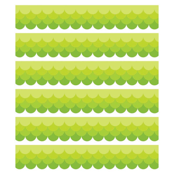 Painted Palette Ombre Lime Green Scallops Border, 35 Feet Per Pack, 6 Packs