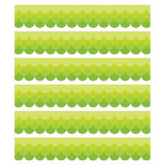 Painted Palette Ombre Lime Green Scallops Border, 35 Feet Per Pack, 6 Packs