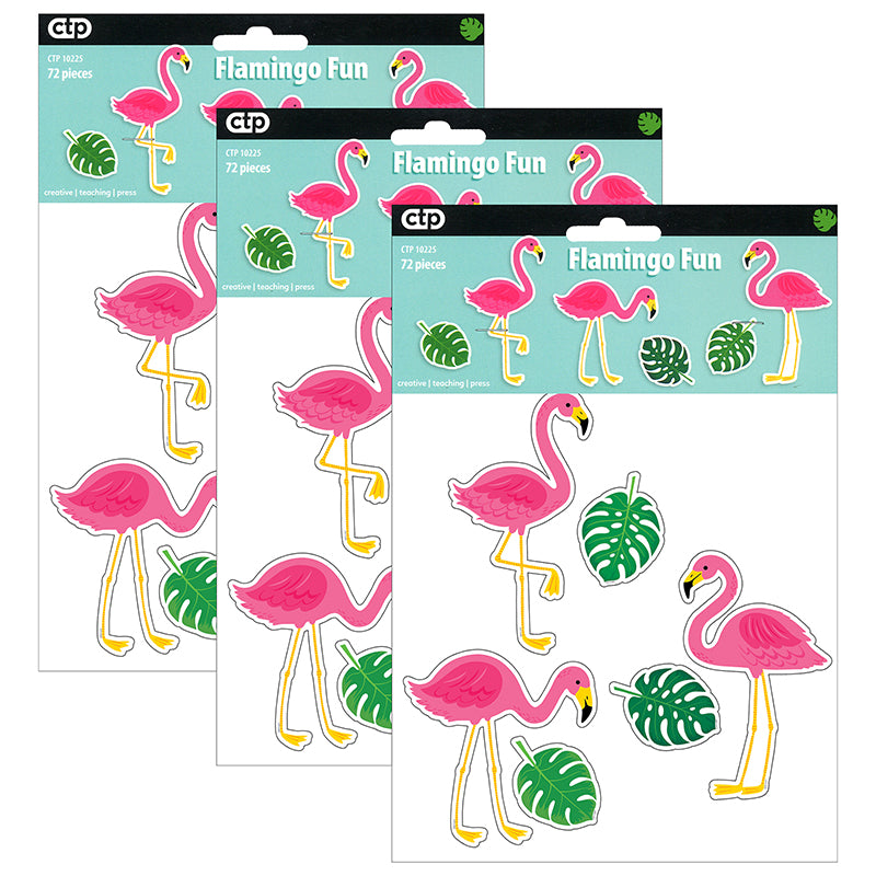 Palm Paradise Flamingo Fun 6" Designer Cut-Outs, 72 Per Pack, 3 Packs