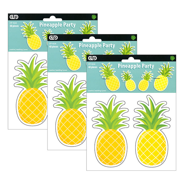 Palm Paradise Pineapple Party 6" Designer Cut-Outs, 48 Per Pack, 3 Packs