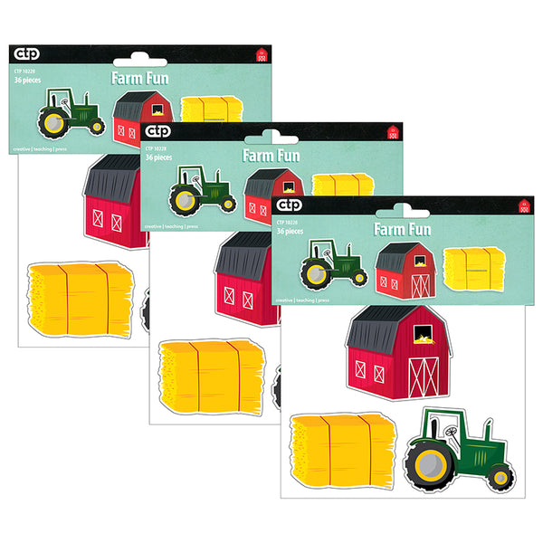 Farm Friends Farm Fun 6" Designer Cut-Outs, 36 Per Pack, 3 Packs