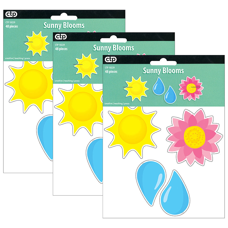 Farm Friends Sunny Blooms 6" Designer Cut-Outs, 36 Per Pack, 3 Packs