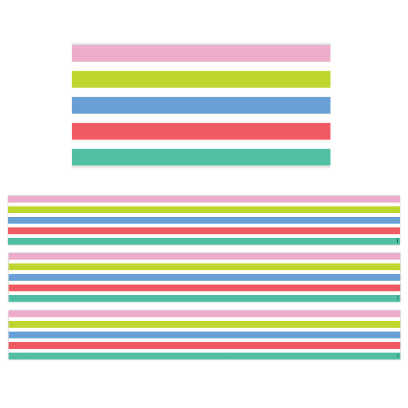 Rainbow Stripes Border, 48 Feet Per Pack, 3 Packs