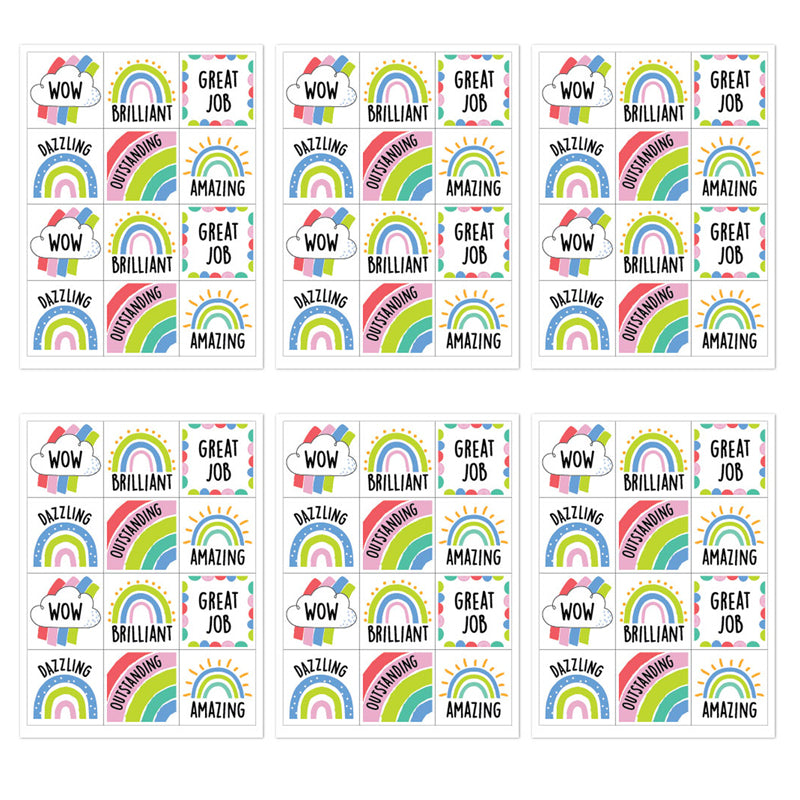 Rainbow Doodles Reward Stickers, 60 Per Pack, 6 Packs