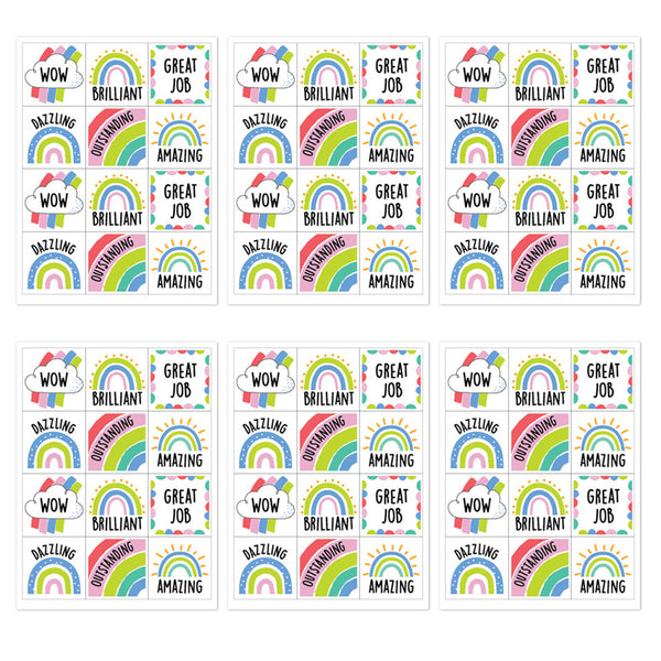 Rainbow Doodles Reward Stickers, 60 Per Pack, 6 Packs