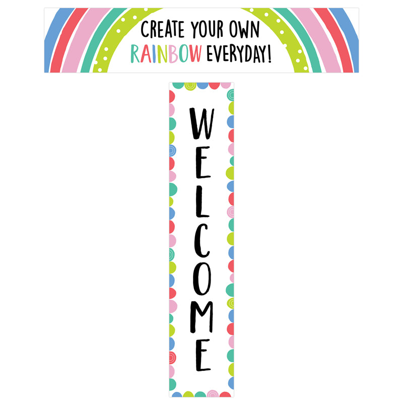 Rainbow Doodles Welcome Banner