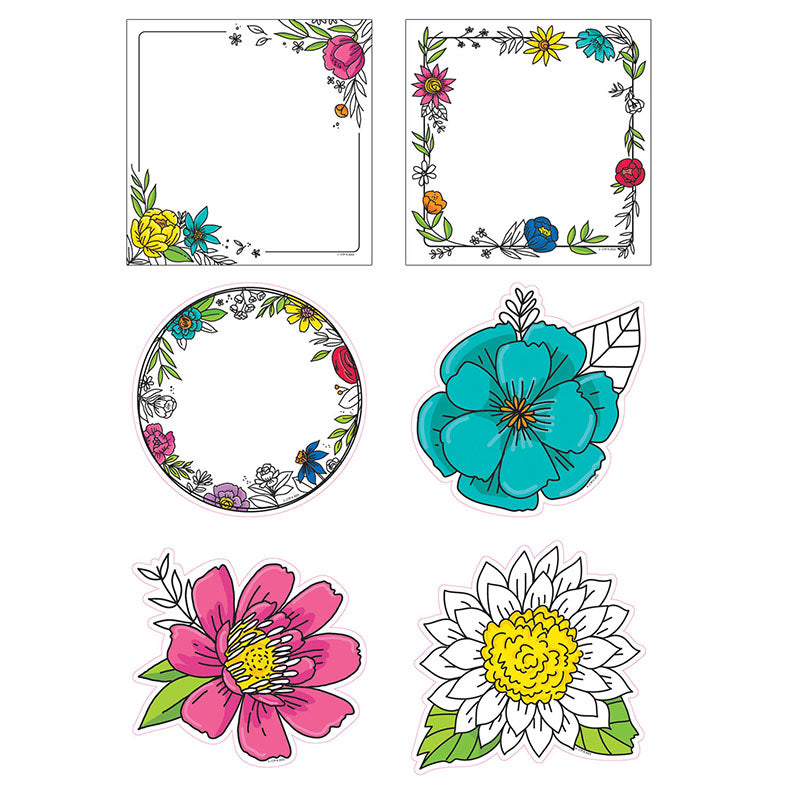 Bright Blooms Doodly Blooms 6" Designer Cut-Outs, Pack of 36