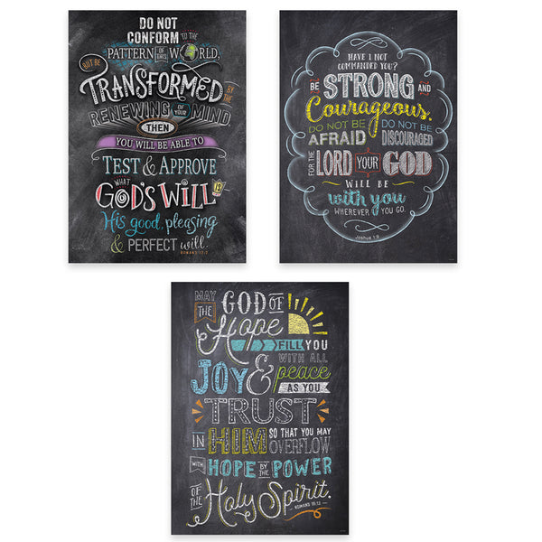 Bible Verses in Chalk Rejoice Inspire U Poster 3-Pack