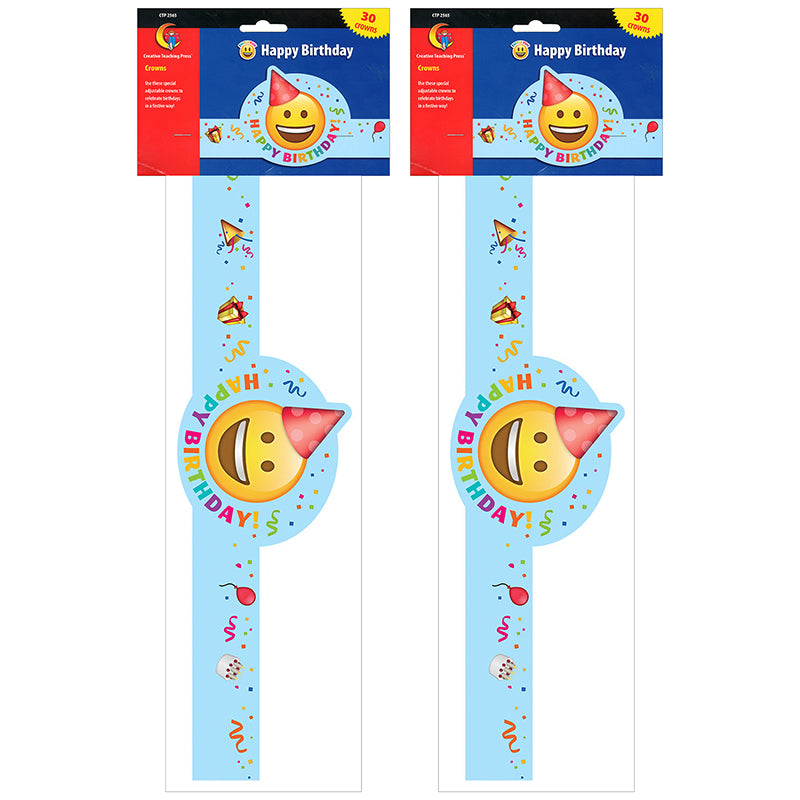 Emoji Fun Happy Birthday Crown, 30 Per Pack, 2 Packs