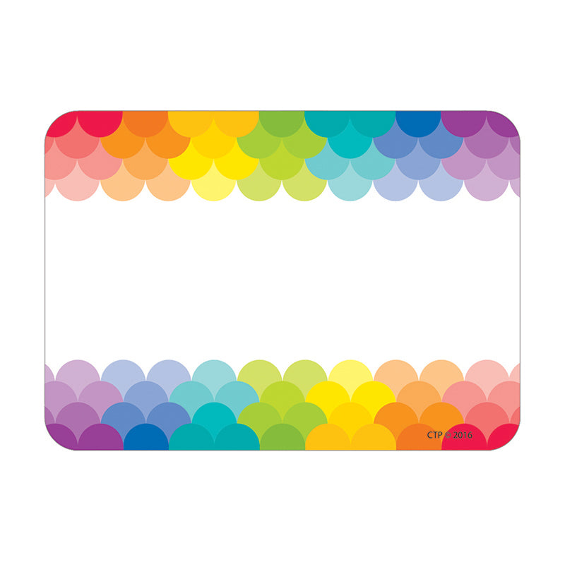 Painted Palette Rainbow Scallops Name Tag Labels, 36/Pack