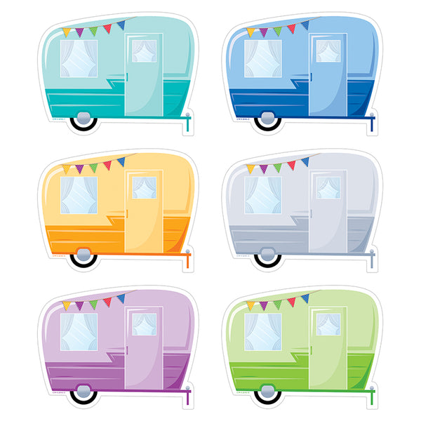 Woodland Friends Vintage Trailers 6" Designer Cut-Outs, 36 Per Pack