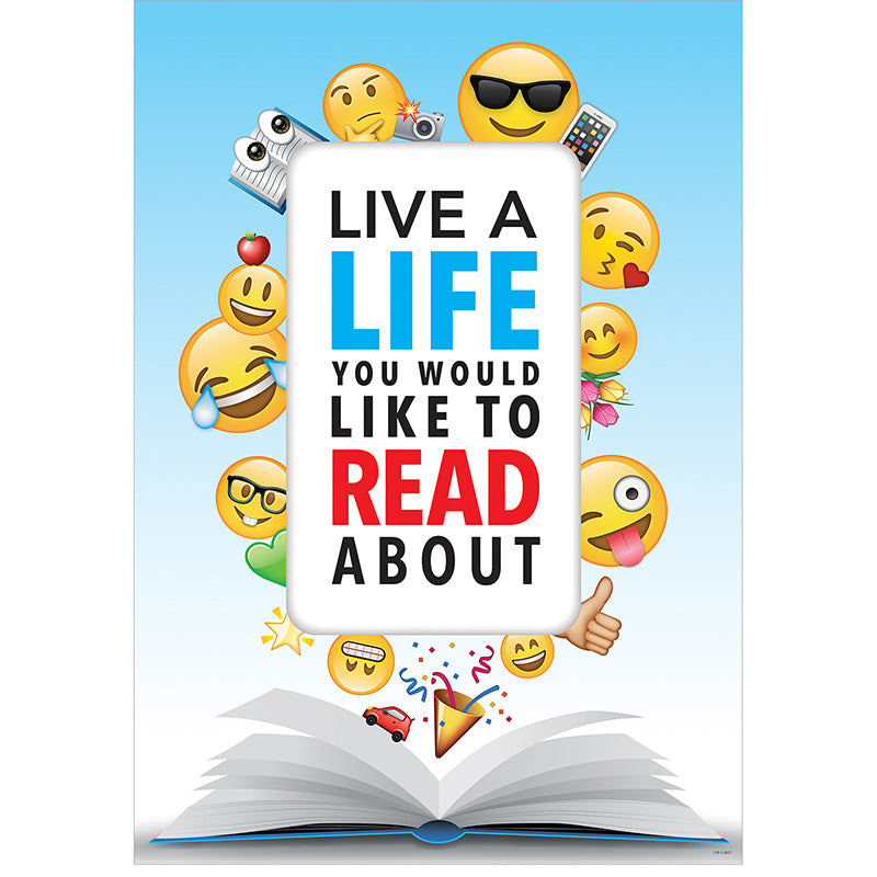 Emoji Fun Inspire U™ Poster, Live a life you would like to read about