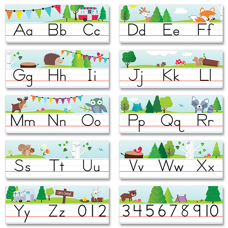 Woodland Friends Traditional Manuscript Alphabet Line Bulletin Board Set