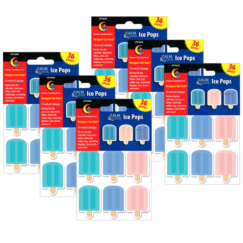 Calm & Cool Ice Pops 3" Designer Cut-Outs, 36 Per Pack, 6 Packs