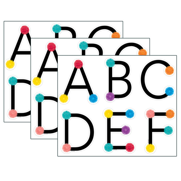 Pom Uppercase Letters, 124 Per Pack, 3 Packs