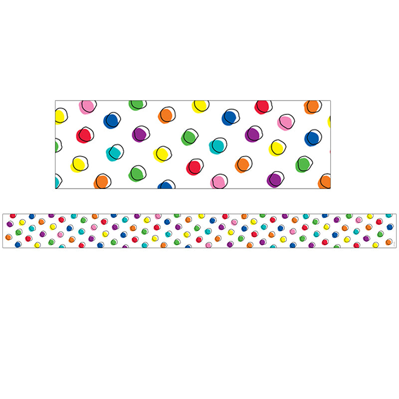 Doodle Dots on White Border, 35 Feet