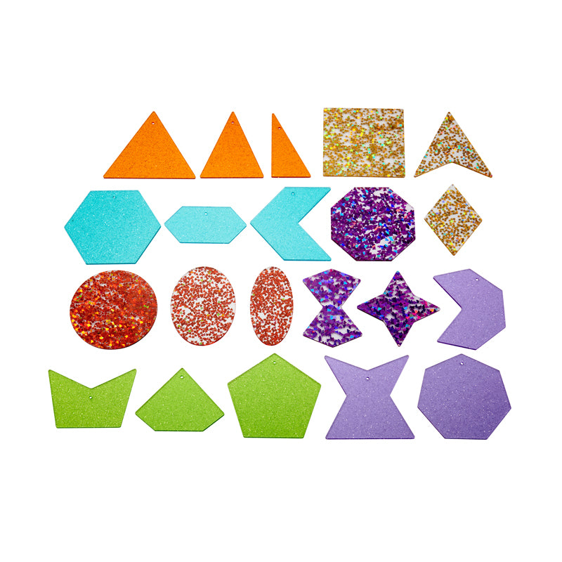 Rainbow Glitter Shapes - Set of 21 - 7 Colors - Explore Colors and Early Geometry