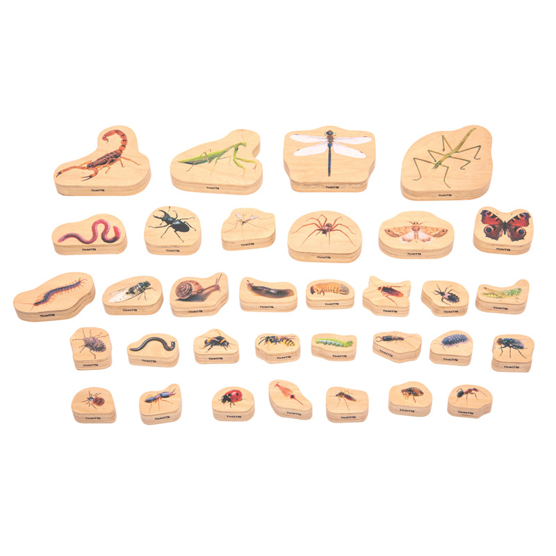 Wooden Minibeast Blocks - Set of 33