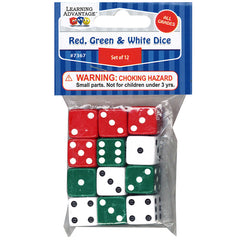 Dot Dice - Red/Green/White - Set of 12