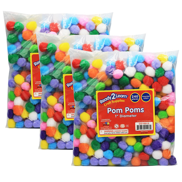 Pom Poms, 240 Per Pack, 3 Packs