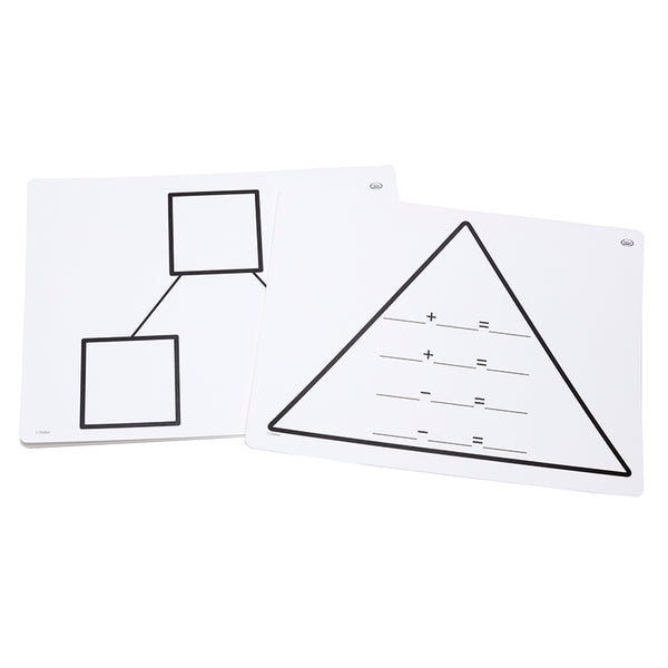 Write-On/Wipe-Off Fact Family Triangle Mats: Addition, Set of 10