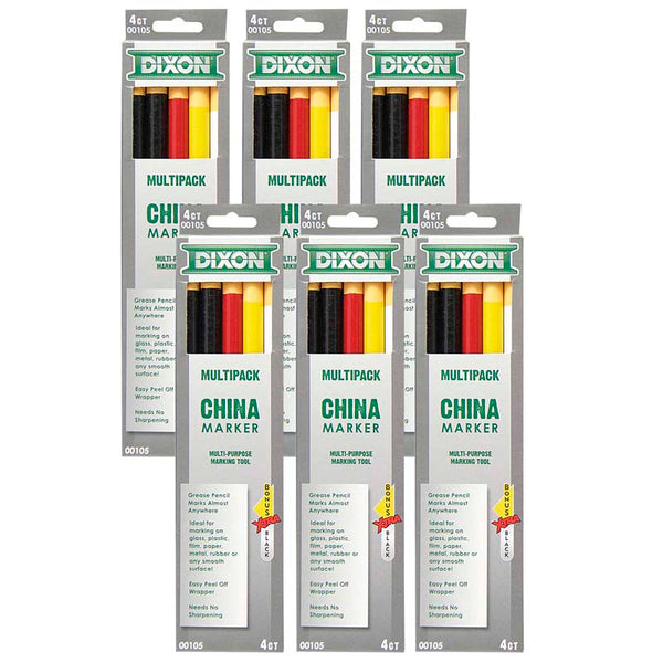 Phano China Markers, Assorted Colors, 5 Count Per Pack, 6 Packs