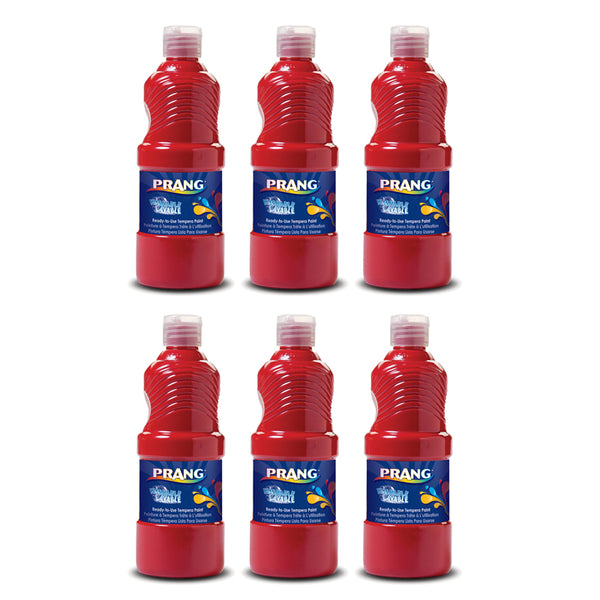 Washable Tempera Paint, Red, 16 oz, Pack of 6