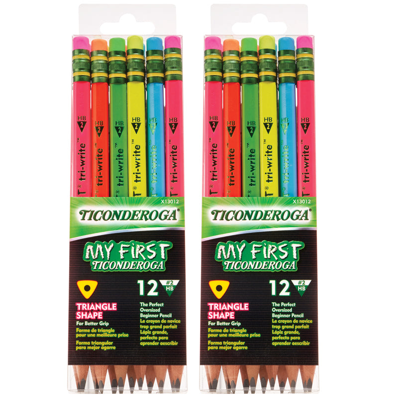 My First® Tri-Write™ Wood-Cased Pencils, Neon Assorted, 12 Per Pack, 2 Packs